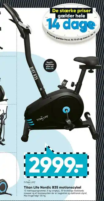Bilka Titan life nordic b35 motionscykel tilbud