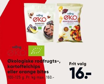 Bilka Økologiske rodfrugts-, kartoffelchips eller orange bites tilbud