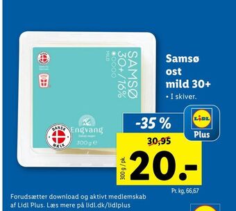 Lidl Samsø ost mild 30+ tilbud