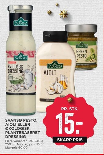MENY Svansø pesto, aioli eller økologisk plantebaseret dressing tilbud