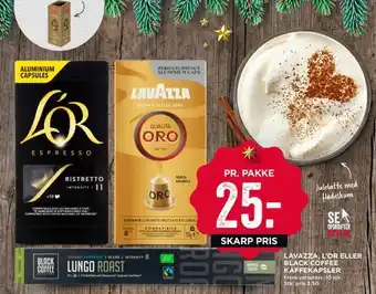 MENY Lavazza, l'or eller black coffee kaffekapsler tilbud