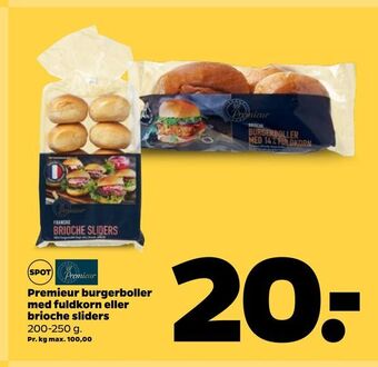 Netto Premieur burgerboller med fuldkorn eller brioche sliders tilbud