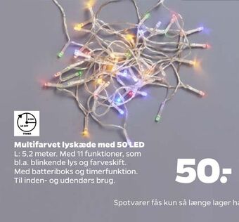 Netto Multifarvet lyskæde med 50 led tilbud