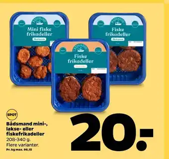 Netto Bådsmand mini-, lakse- eller fiskefrikadeller tilbud