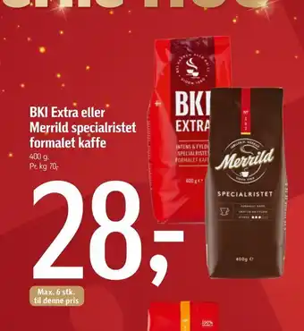 Føtex Bki extra eller merrild specialristet formalet kaffe tilbud