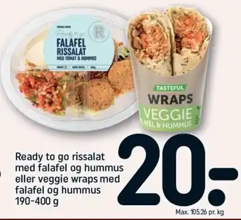 REMA 1000 Ready to go Rissalat Med Falafel og hummus eller Veggie Wraps med Falafel og hummus 190-400 g tilbud