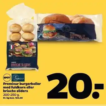 Netto Premieur burgerboller m. fuldkorn el. brioche sliders tilbud