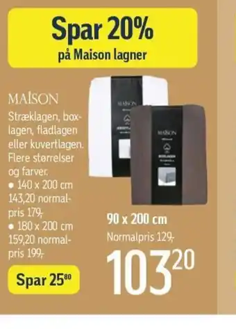 Føtex Maison Stræklagen,boxlagen,fladlagen,eller kuvertlagen.Flere størrelser og farver tilbud