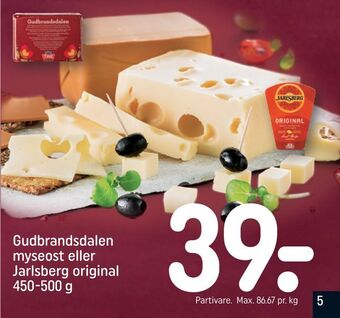 REMA 1000 Gudbrandsdalen myseost eller jarlsberg original tilbud