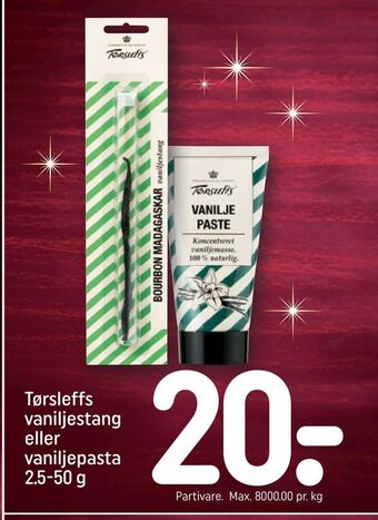REMA 1000 Tørsleffs vaniljestang eller vaniljepasta tilbud