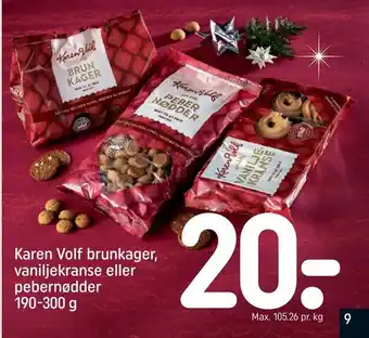 REMA 1000 Karen volf brunkager, vaniljekranse eller pebernødder tilbud