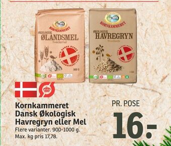 SPAR Kornkammeret dansk økologisk havregryn eller mel tilbud