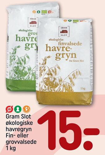 REMA 1000 Gram slot økologiske havregryn fin- eller grovvalsede tilbud