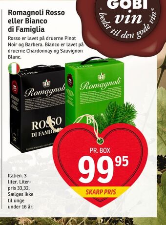 SPAR Romagnoli rosso eller bianco di famiglia tilbud