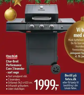 Føtex Char-Broil Performance Core 3 Brænder -Sort Vogn tilbud