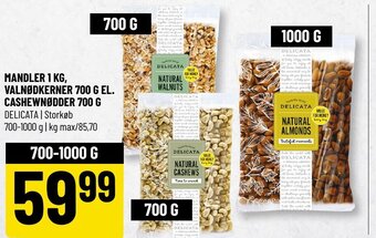Løvbjerg Mandler 1 kg, Valnødkerner 700g El. Cashewnødder 700g tilbud