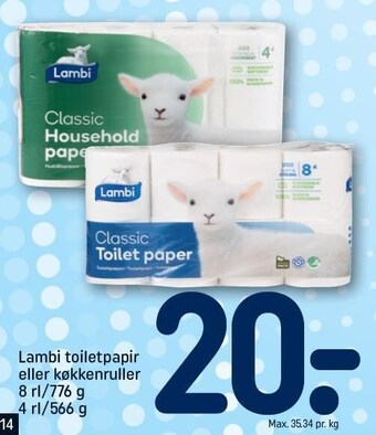 REMA 1000 Lambi toiletpapir el. køkkenruller tilbud