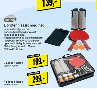 Bordtennissæt med net