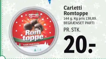 Romtoppe dessertchokolade