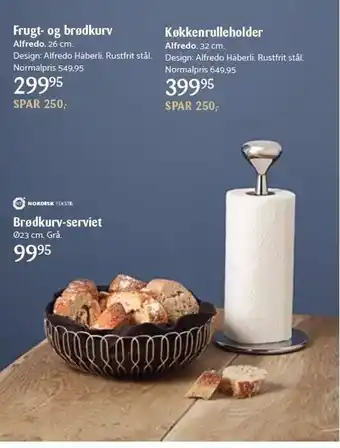 Kop & Kande Frugt- og brødkurv, køkkenrulleholder el. brødkurv-serviet tilbud