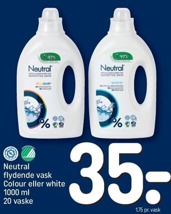 REMA 1000 Neutral Flydende Vask Colour eller White 1000 ml tilbud
