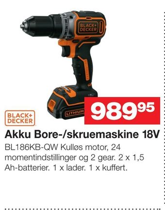 Bauhaus Akku bore-/skruemaskine 18v tilbud