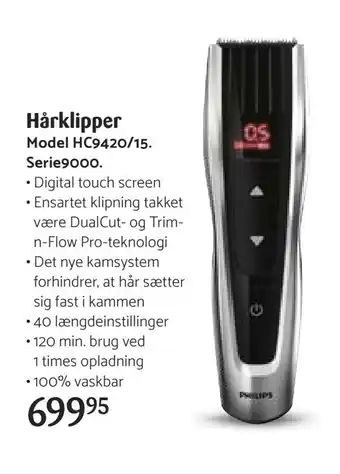 Kop & Kande Hårklipper model hc9420/15 serie9000 tilbud