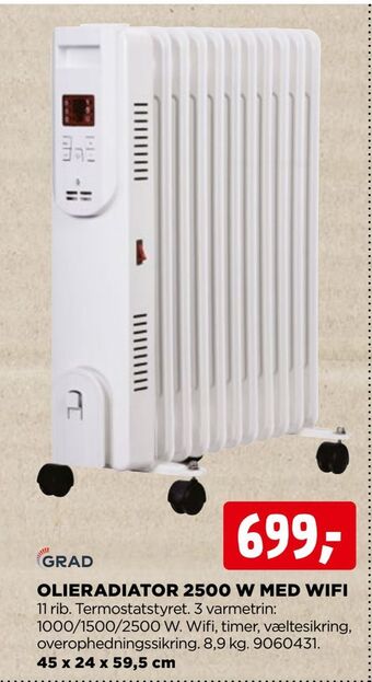 jem & fix Olieradiator 2500 w med wifi tilbud
