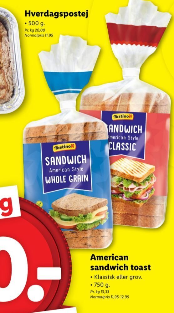 Tastino sandwichbrød tilbud hos Lidl
