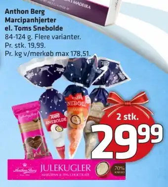 Fleggaard Anthon Berg Marcipanhjerter El. Toms Snebolde tilbud
