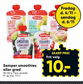 Bilka Semper Smoothies Eller Grød tilbud