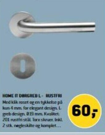 XL-BYG Home It Dørgreb L- Rustfri tilbud
