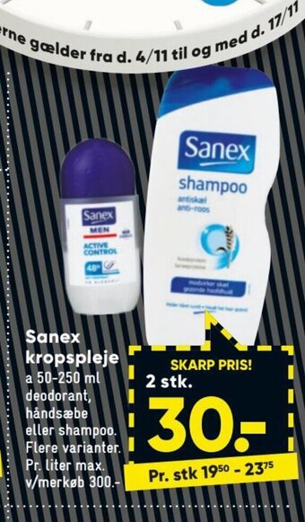 Bilka Sanex kropspleje tilbud