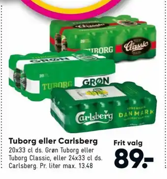 Bilka Tuborg eller Carlsberg 20 x 33 cl. tilbud