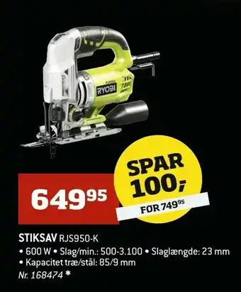 Bygma Stiksav RJS950-K tilbud