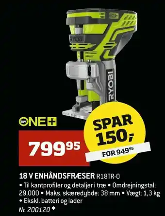 18 v enhåndsfræser R18TR-0
