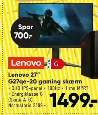 Bilka Lenovo 27" G27qe-20 Gaming Skærm tilbud