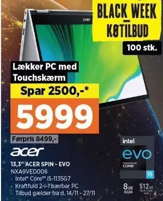 Power 13,3" acer spin tilbud