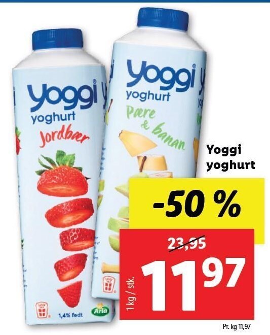 Yoggi yoghurt tilbud hos Lidl