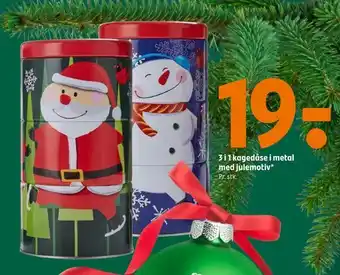 3 i 1 kagedåse i metal med julemotiv