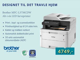 CBC Brother mfc-l3750cdw alt-i-én led farveprinter tilbud