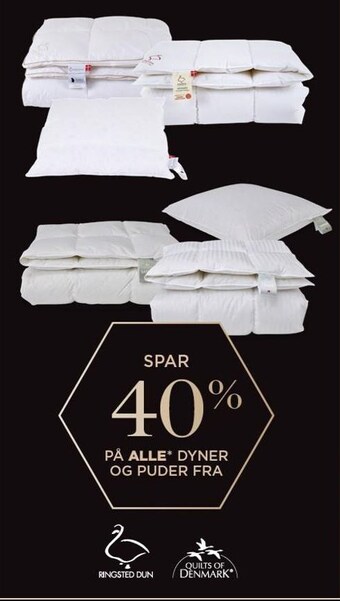 Spar 40% på alle* dyner og puder