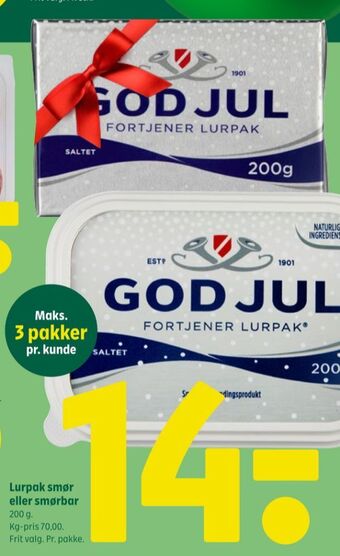 Coop 365 Lurpak smør tilbud