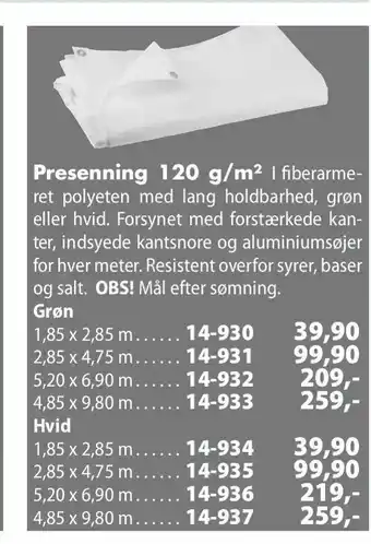 Biltema Presenning 120 g/m2 tilbud