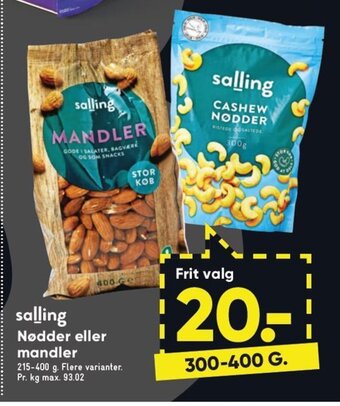 Bilka Nødder eller Mandler tilbud