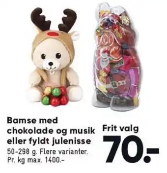 Bilka Bamse med Chokolade og Musik eller Fyldt Julenisse tilbud