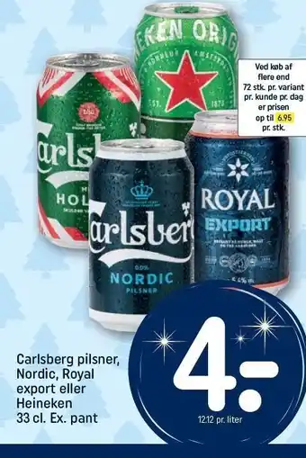 REMA 1000 Carlsberg pilsner, nordic, royal export el. heineken tilbud