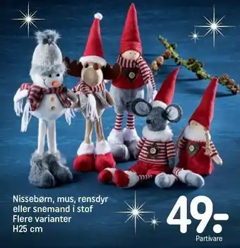 Nissebørn, mus, rensdyr el. snemand i stof