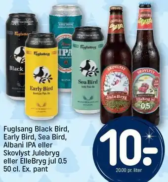 REMA 1000 Fuglsang black bird, early bird, sea bird, albani ipa el. skovlyst julebryg el. ellebryg tilbud