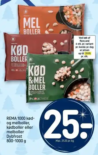 REMA 1000 Rema 1000 kød- og melboller, kødboller el. melboller tilbud